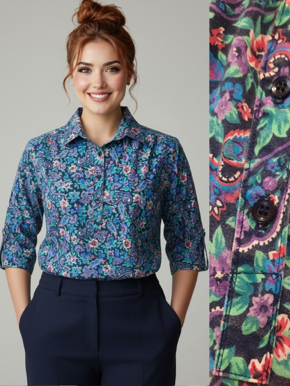Vtg 80s floral blouse - David Peet brand